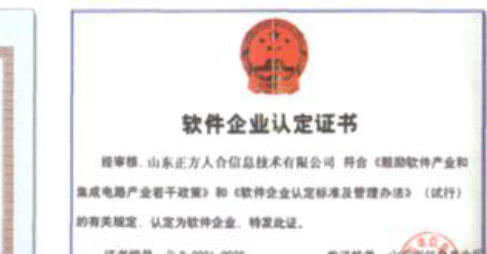 软件企业认定证书