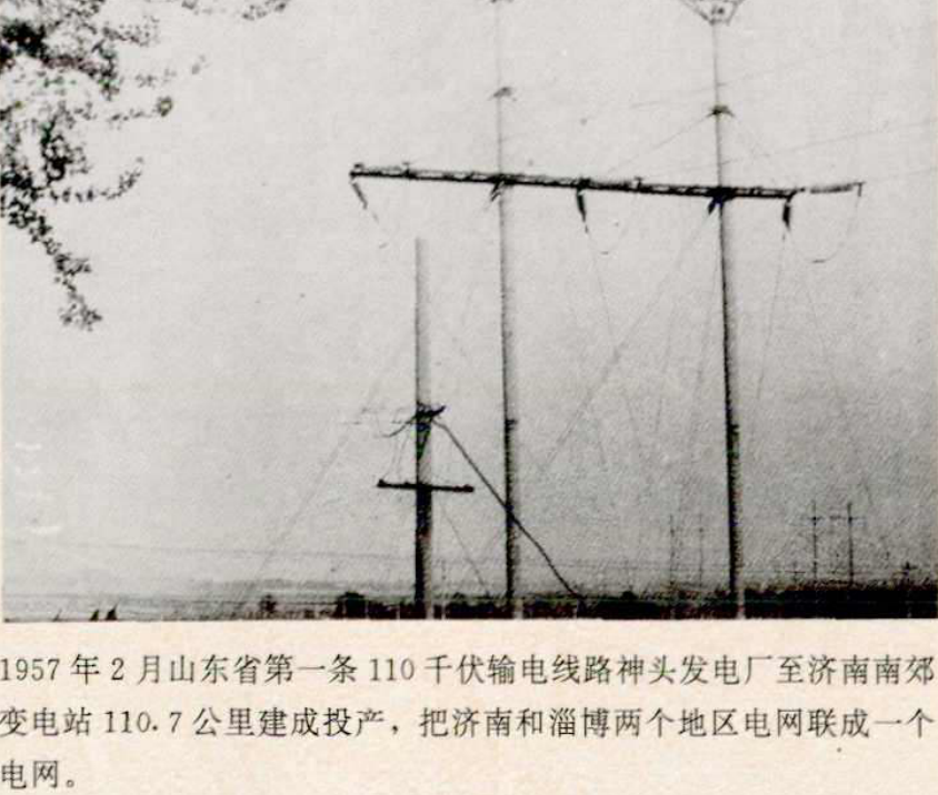 高压电塔和电线，背景为天空和部分树木。