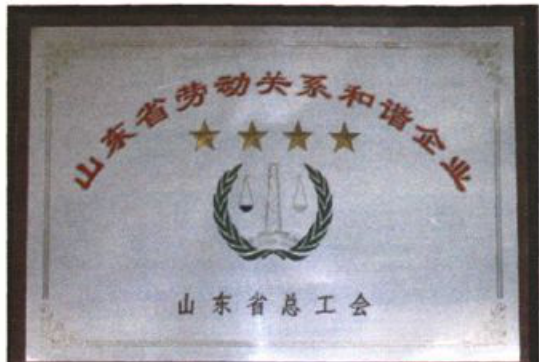 山东省劳动关系和谐企业奖牌照片