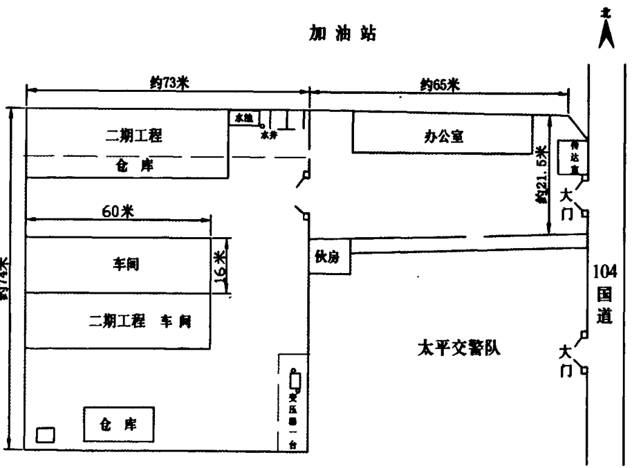 济南分公司平面布局图，标有二期工程、仓库、车间、办公室、食堂等建筑及道路分布