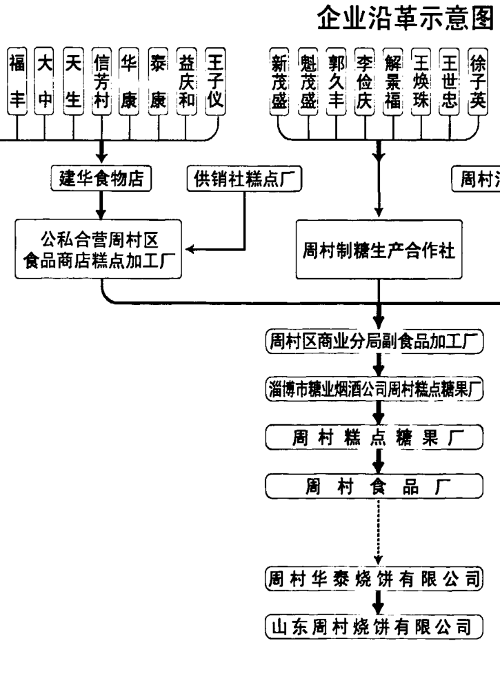 展示企业沿革关系和发展流程的结构示意图
